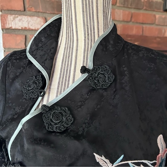 ZARA Floral Jacquard Embroidered Long Sleeve Mini Dress in Black Sz XS - Picture 4 of 9